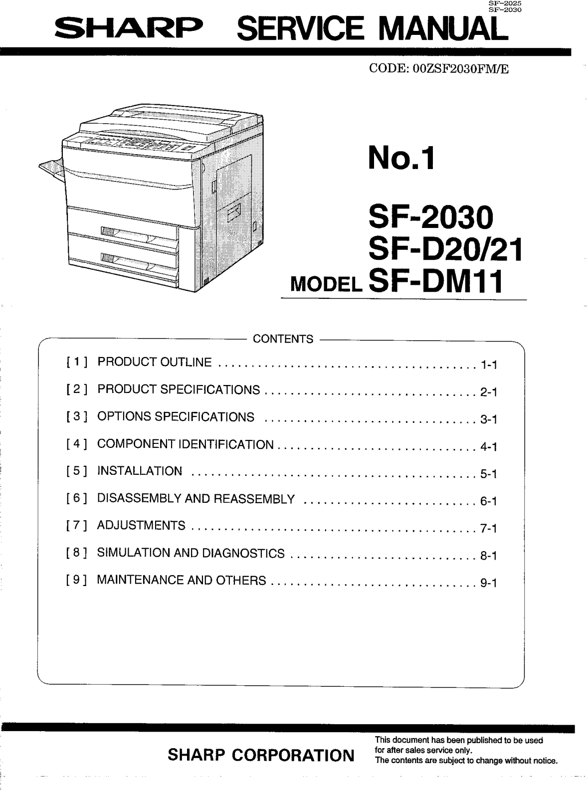 SHARP sf2030, SF D20, SF DM11 Diagram