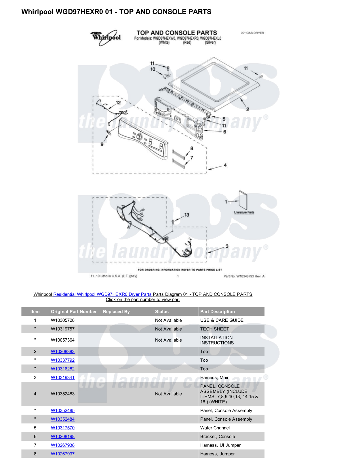 Whirlpool WGD97HEXR0 Parts Diagram