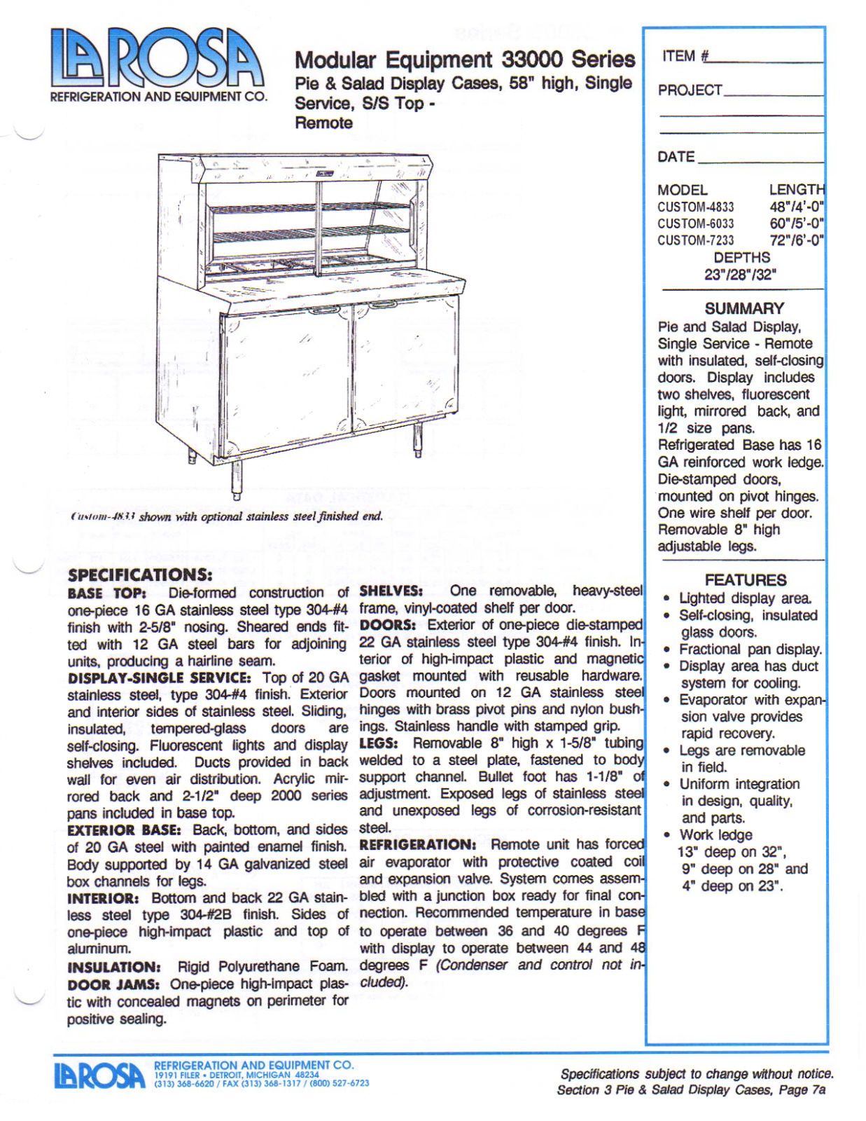 Larosa CUSTOM-4833 User Manual