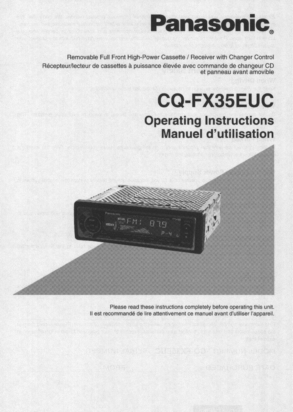Panasonic cqfx35euc Operation Manual