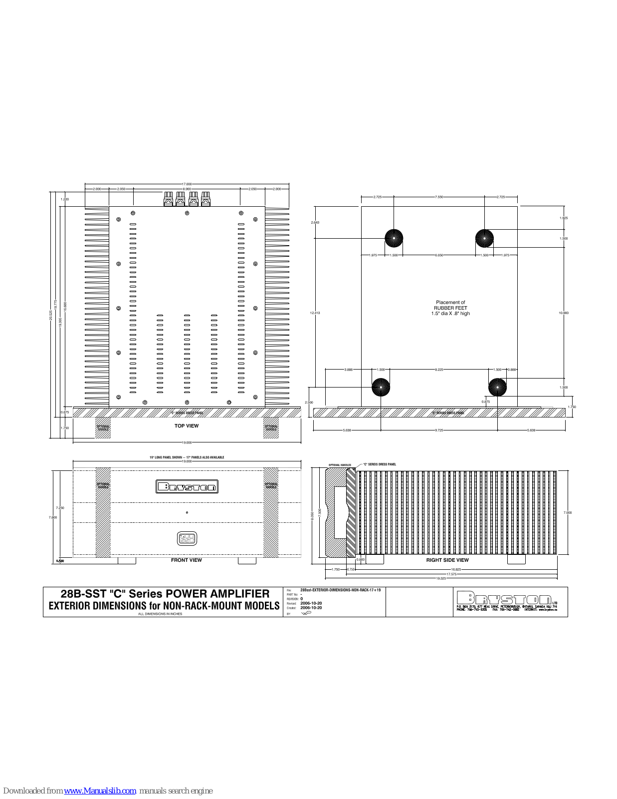 Bryston C Series 28B SST, 28B-SST Dimensional Drawing