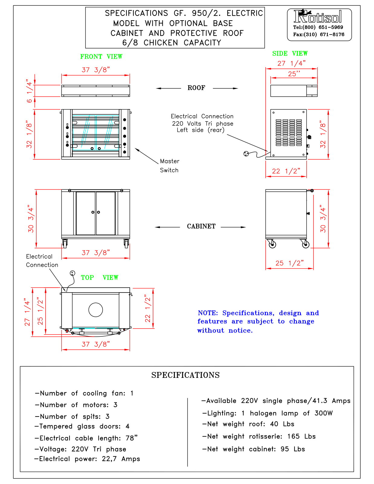 Rotisol GF 950-2, sp92sbg-m User Manual