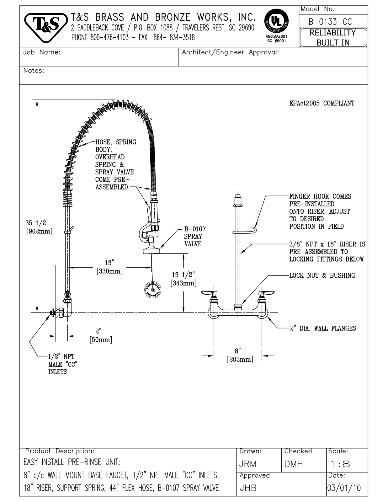 T & S Brass & Bronze Works B-0133-CC General Manual