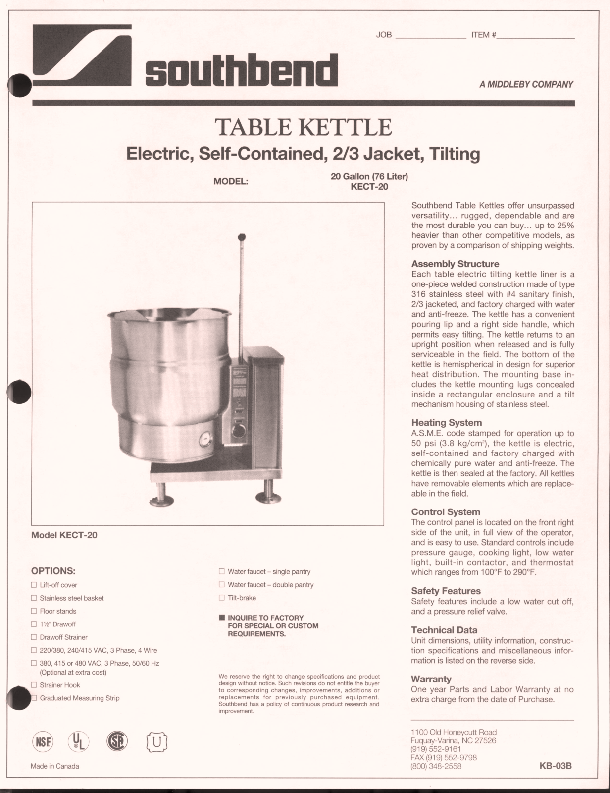 Southbend KECT-20 User Manual