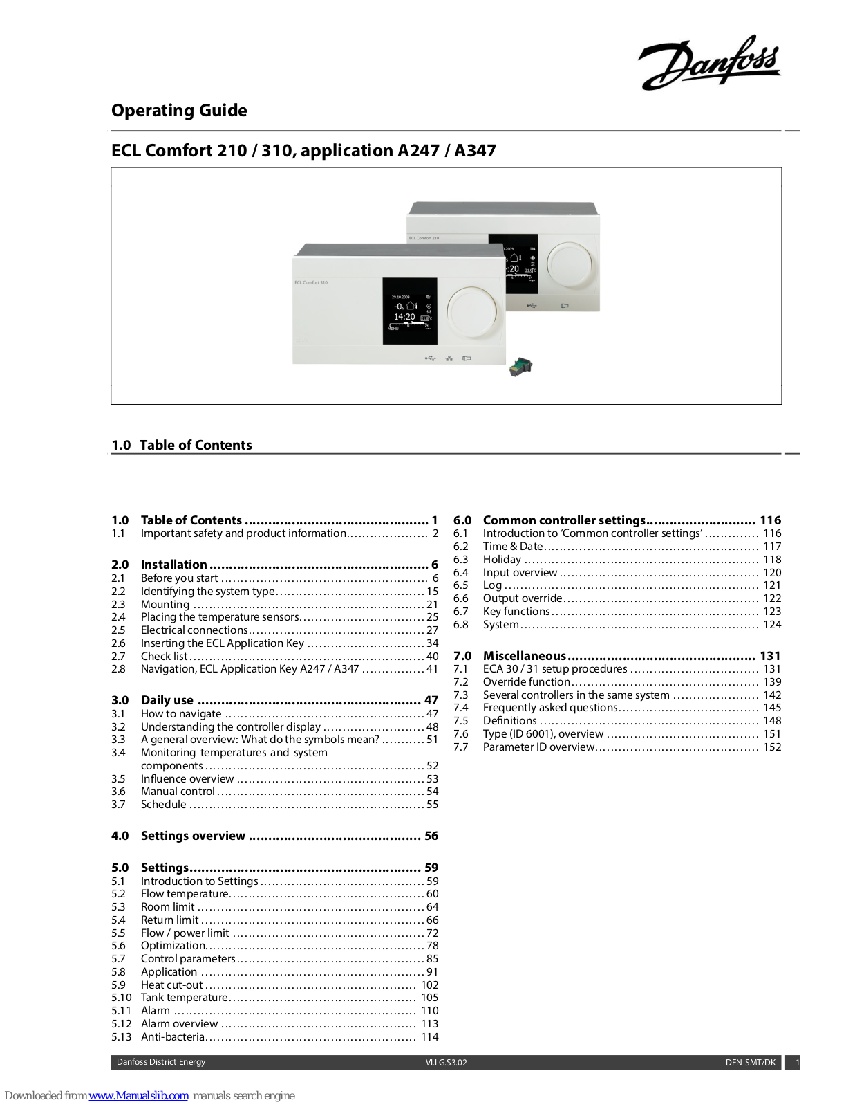 Danfoss ECL Comfort 210, ECL Comfort 310, application A247, application A347 Operating Manual