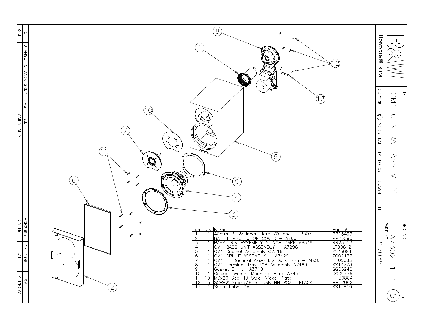 Bowers and Wilkins CM-1 Service manual