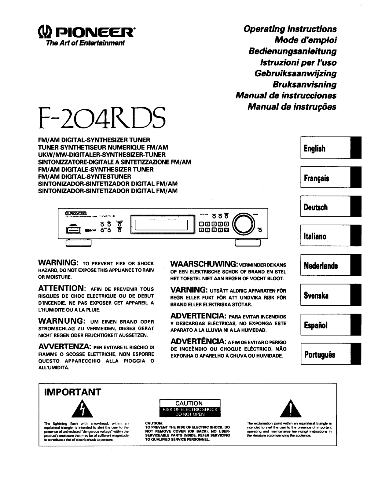 Pioneer F-204RDS Manual