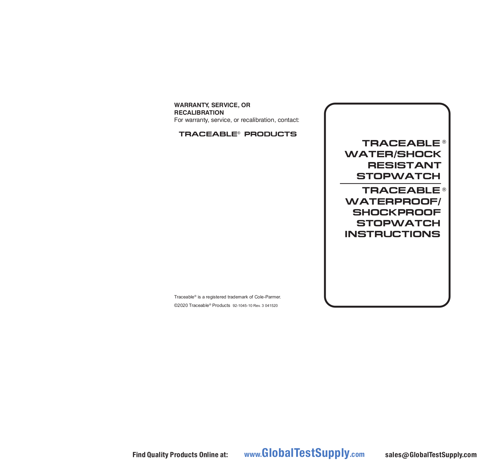 Traceable 1045 User manual - ManualMachine.com