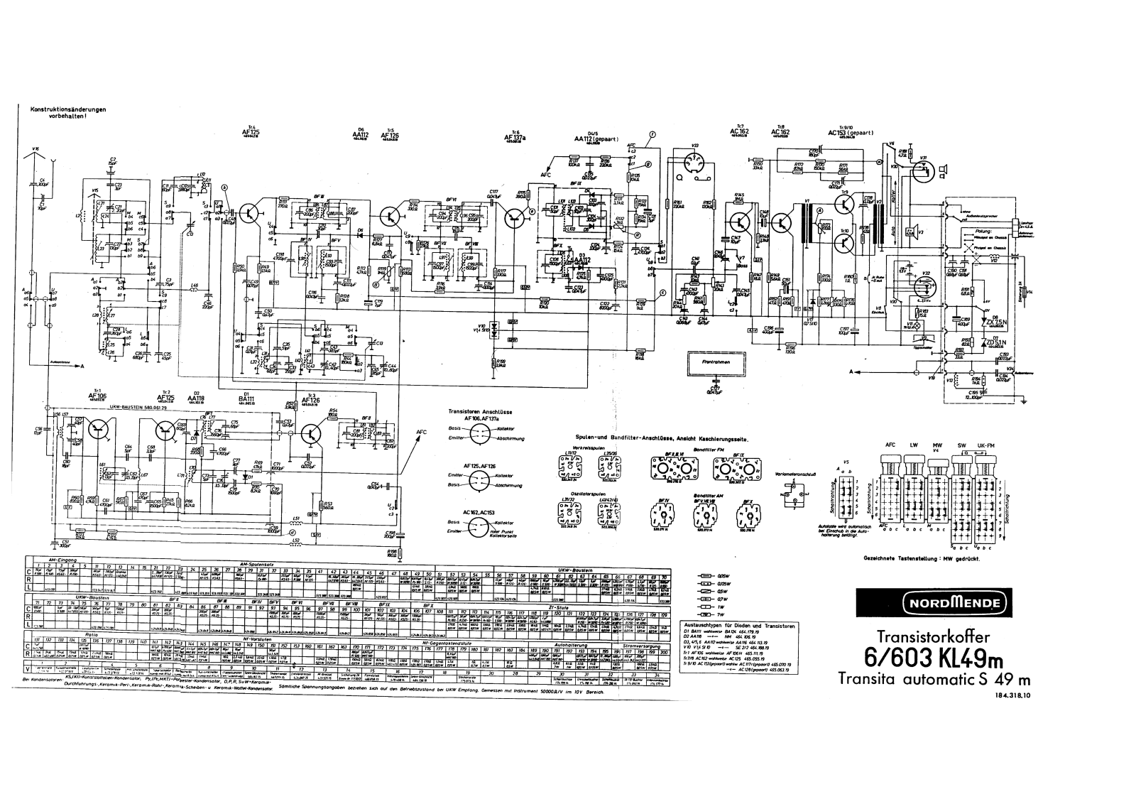 Nordmende 6-603-KL-49-M Schematic