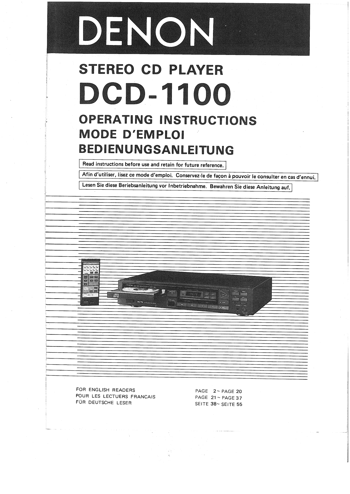 Denon DCD-1100 Owner's Manual