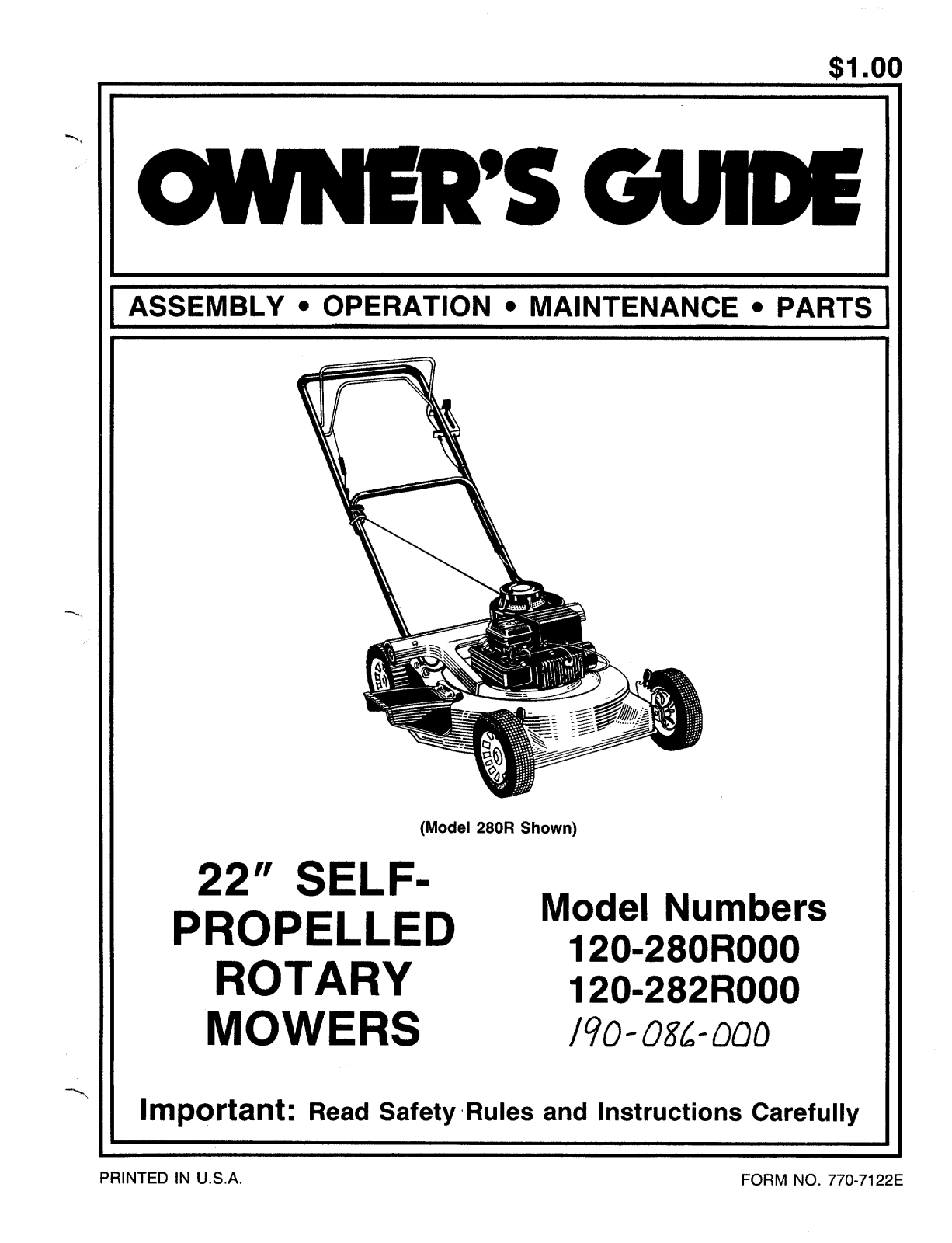 Bolens 120-282R000 User Manual