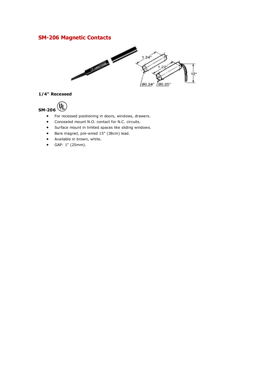 Seco-Larm SM-206-W Specsheet