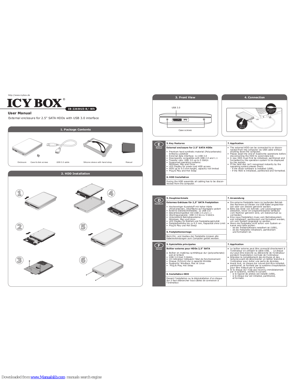 Icy Box IB-226StU3-B, IB-226StU3-WH User Manual