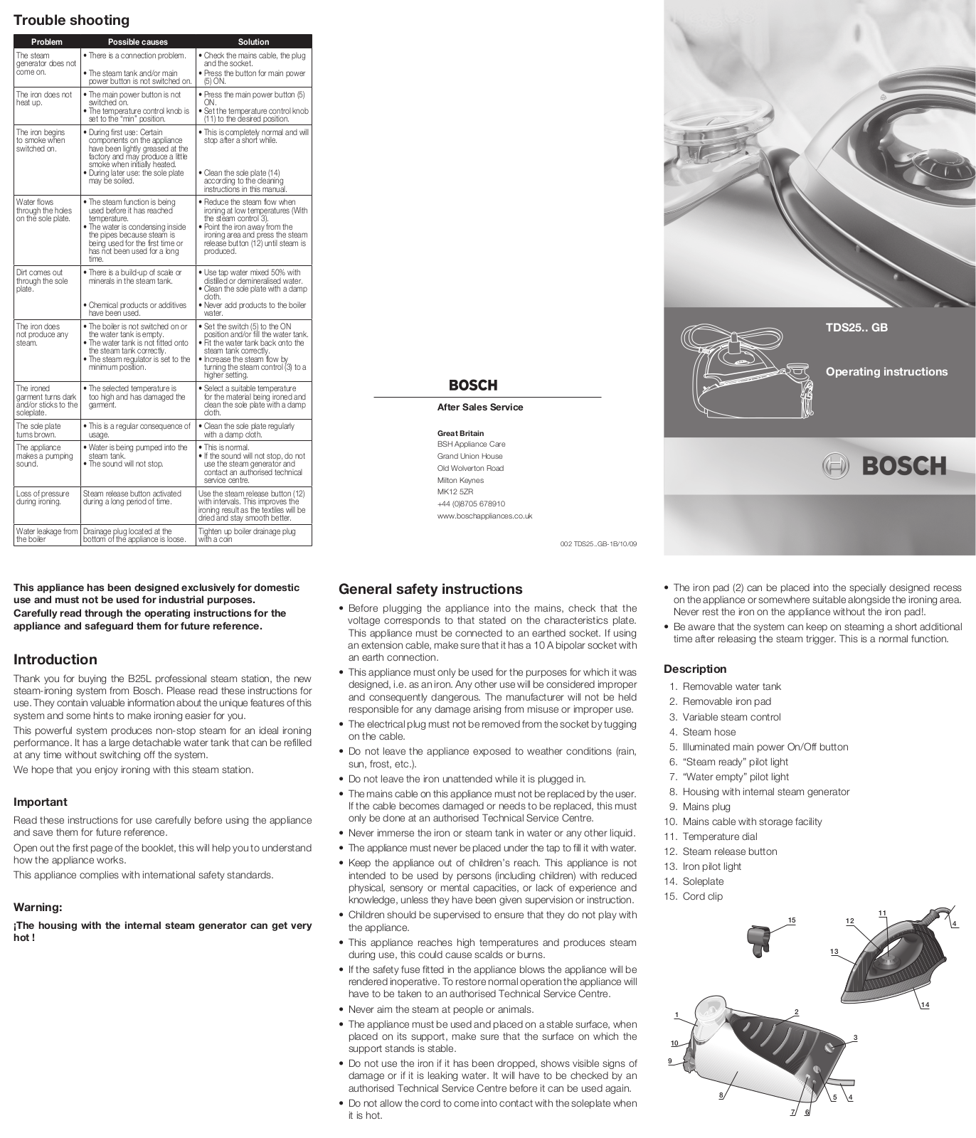 Bosch TDS2561GB User Manual