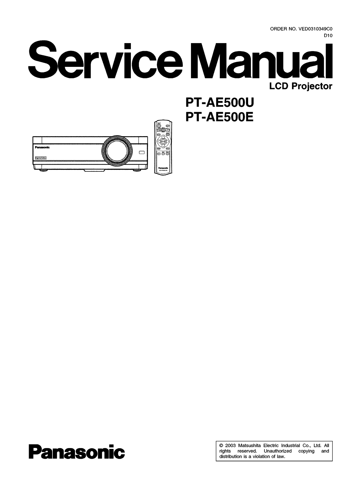 Panasonic PT-AE500E, PT-AE500U User Manual