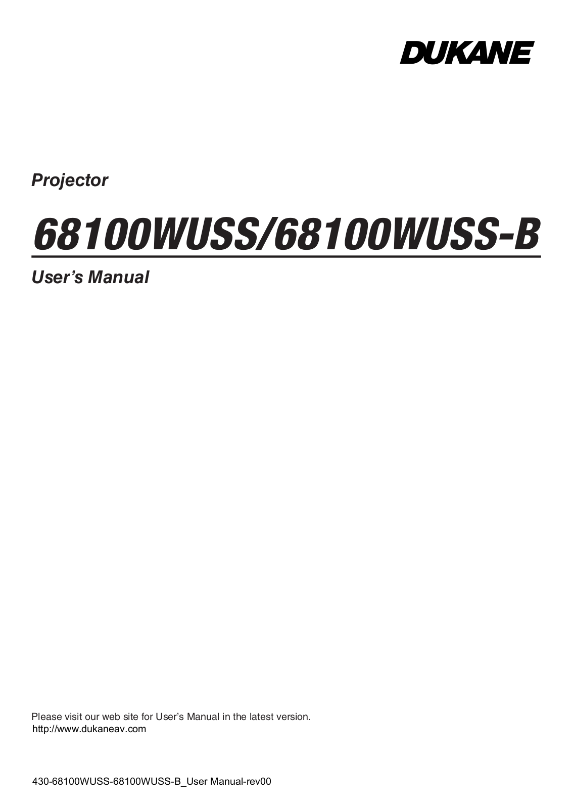 Dukane 68100WUSS, 68100WUSS-B, 68100WUSS-L, 68100WUSS-LB User Manual