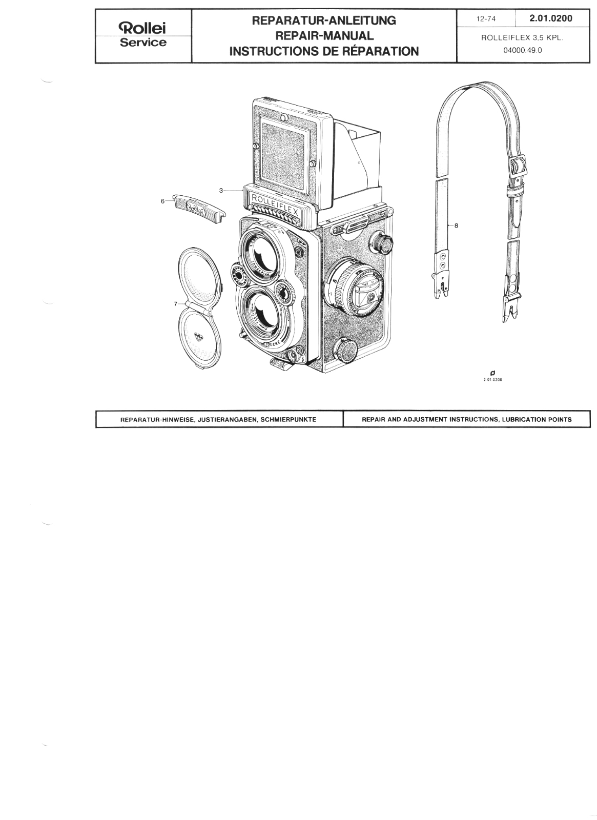 Rollei Rolleiflex 3.5 Repair manual