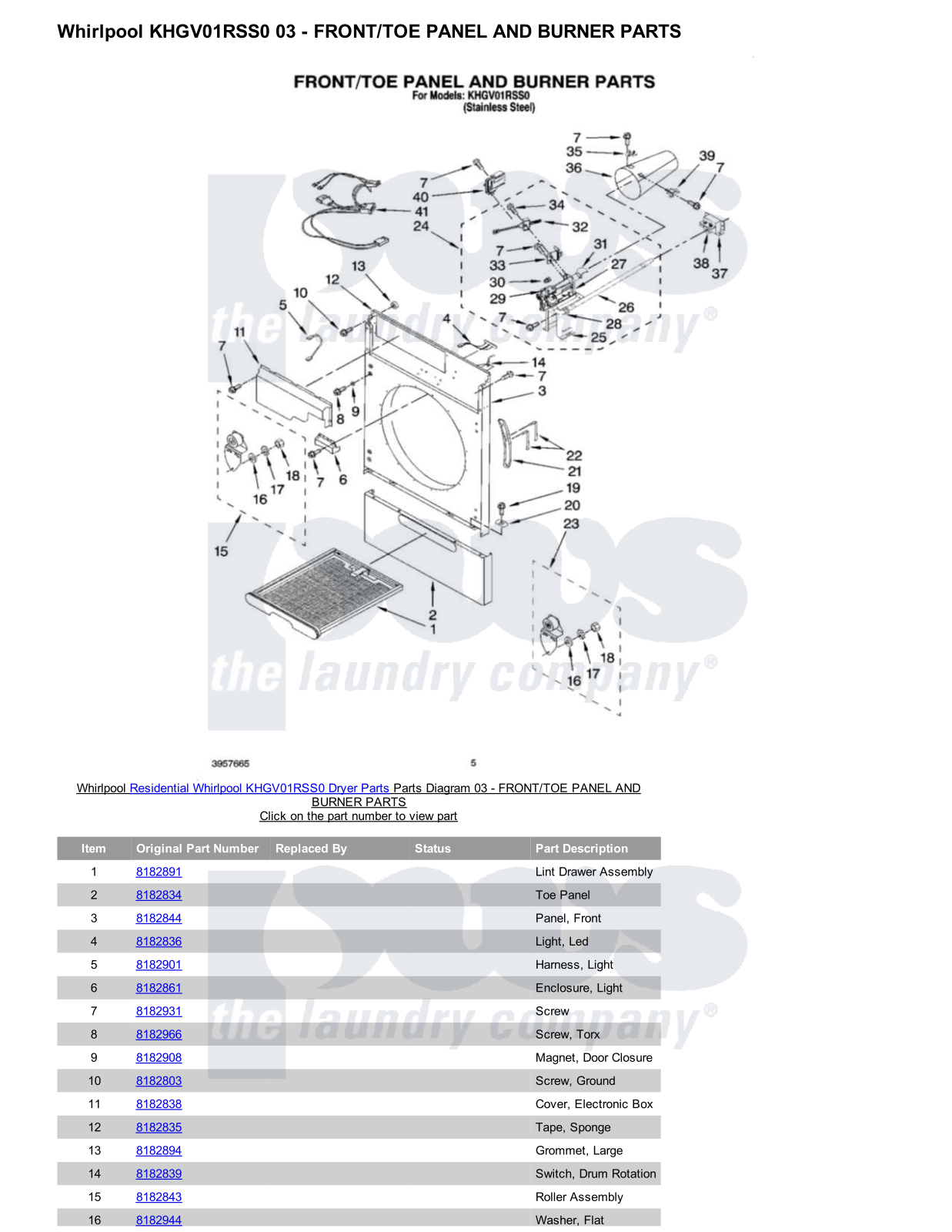 Whirlpool KHGV01RSS0 Parts Diagram