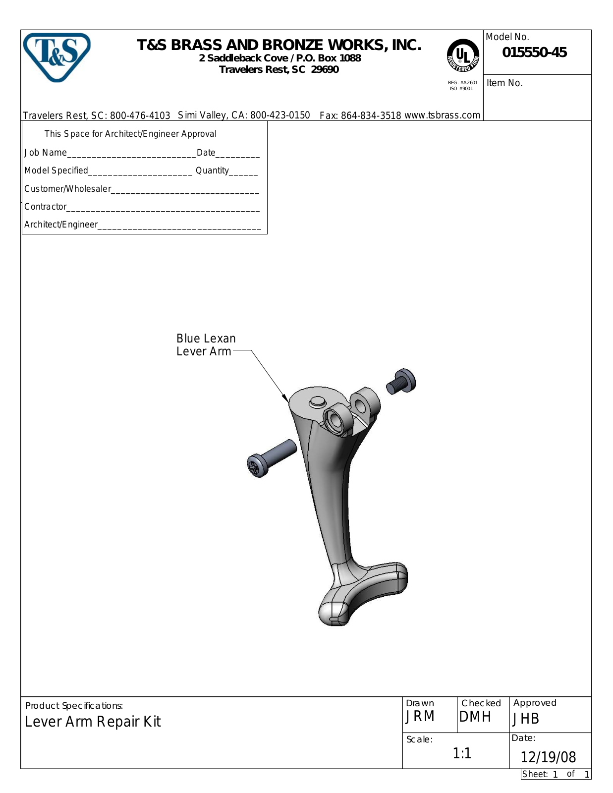 T & S Brass & Bronze Works 015550-45 General Manual