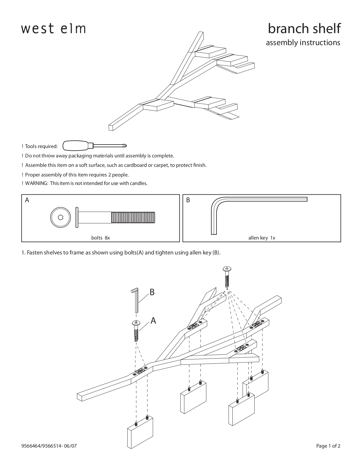 West Elm Branch Wall Shelf Assembly Instruction