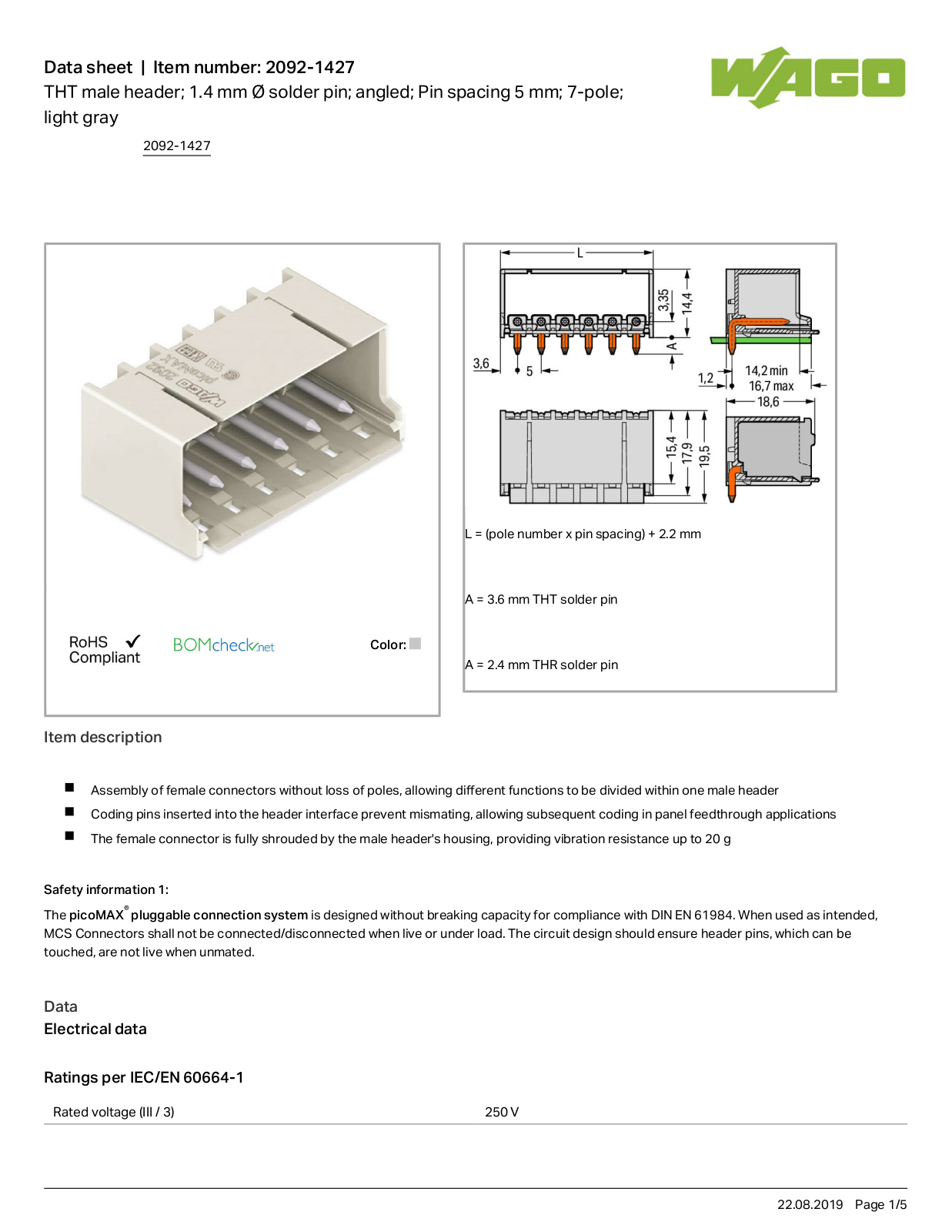 Wago 2092-1427 Data Sheet