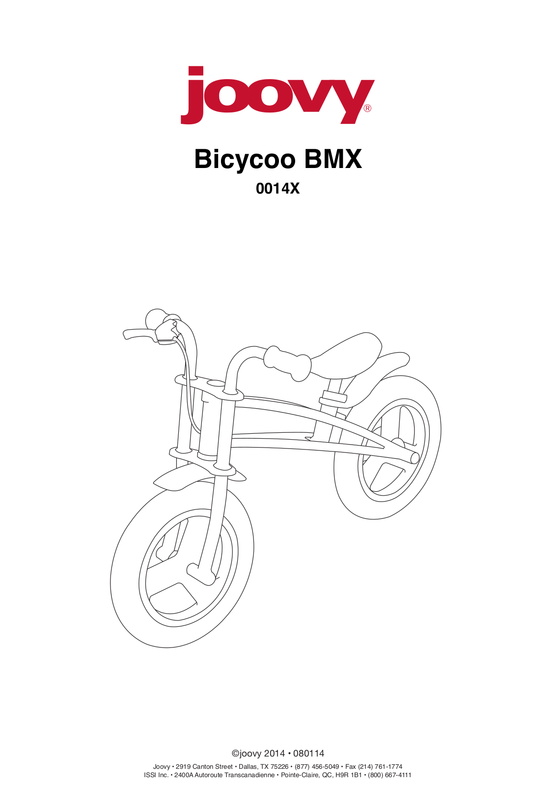 Joovy Bicycoo BMX 0014X Owner's Manual