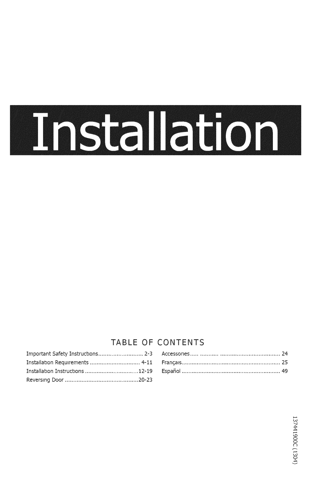 Frigidaire CDE7300RW0, CDE7400QW0, CDE7400QW1, CDG7300RW0, CDG7400QW0 Installation Guide - ManualMachine.com