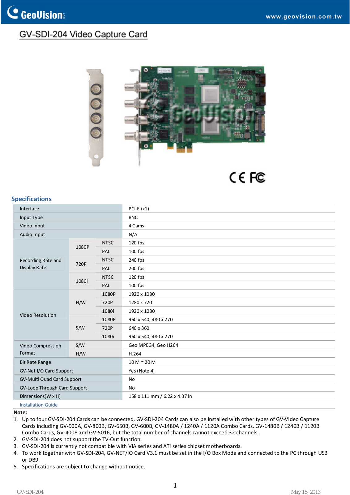 GeoVision SDI204 User Manual