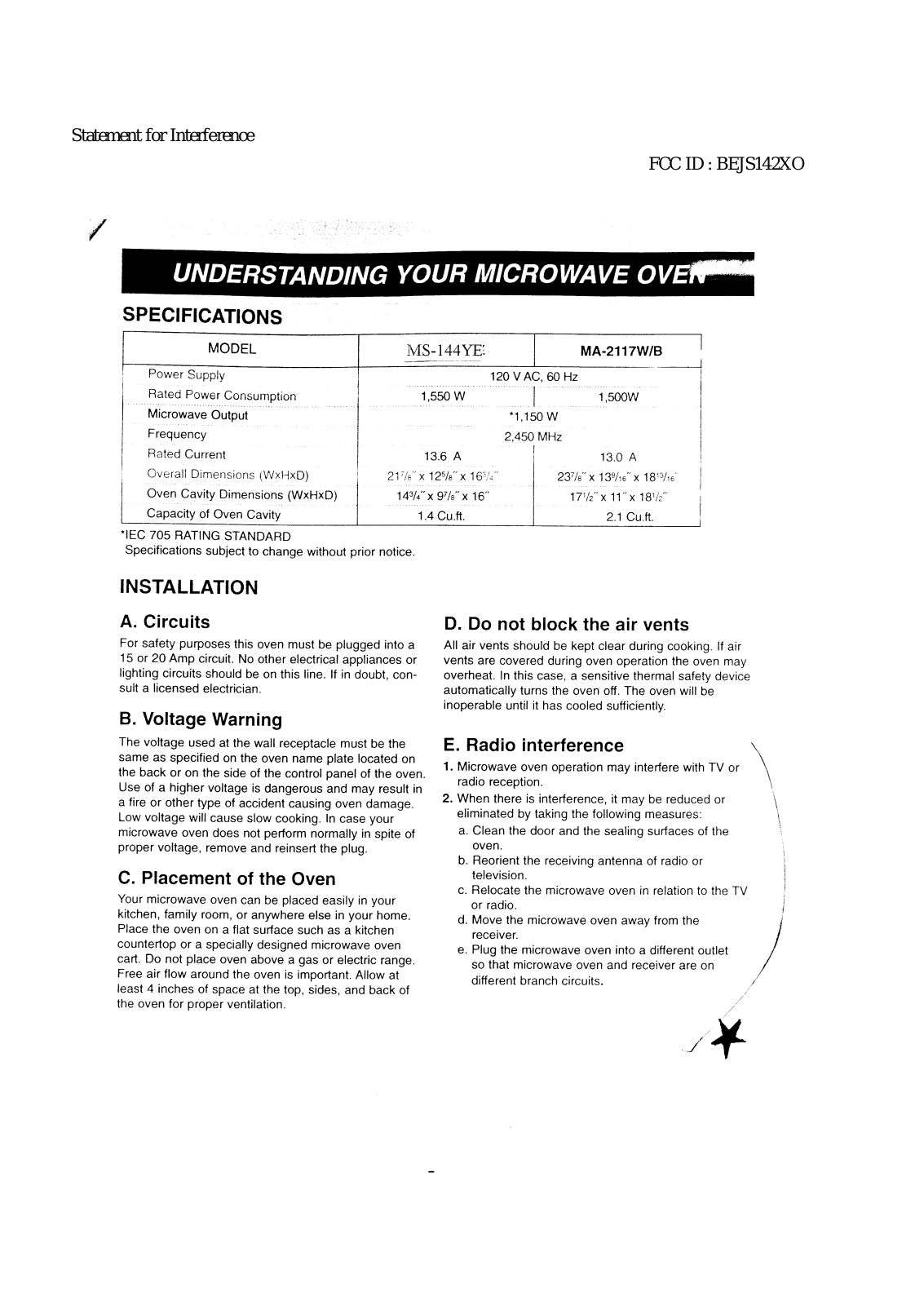 LG S142XO Users manual