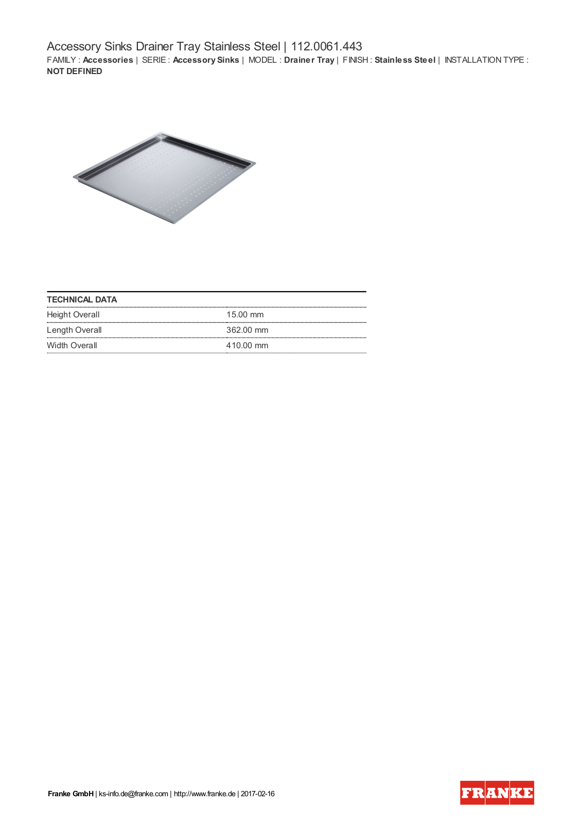 Franke 112.0061.443 Service Manual