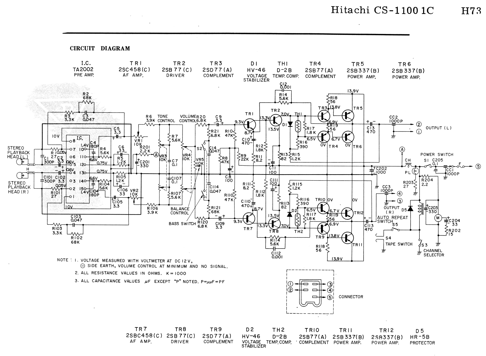 Hitachi CS-1100 Cirquit Diagram