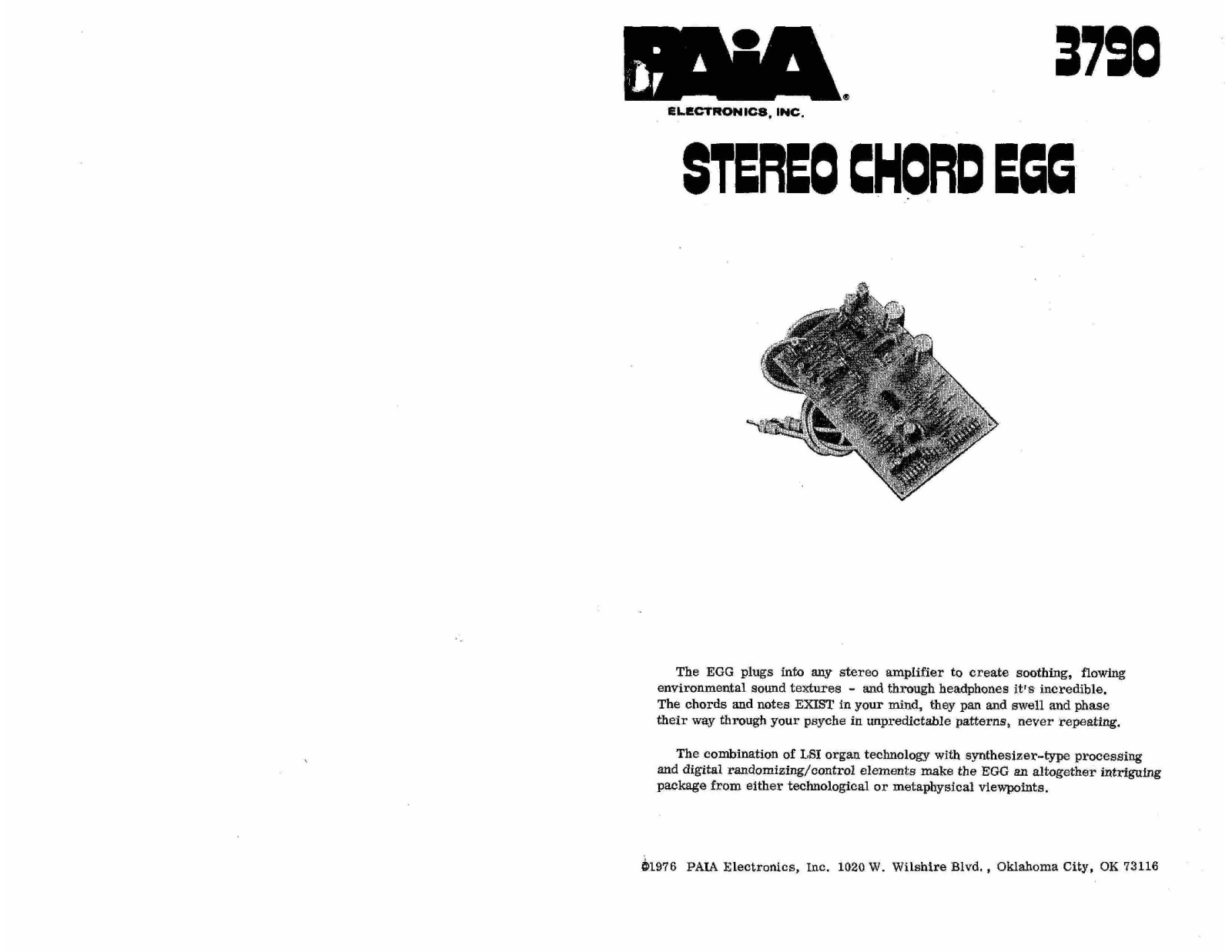 PAiA Electronics 3790 User's Manual