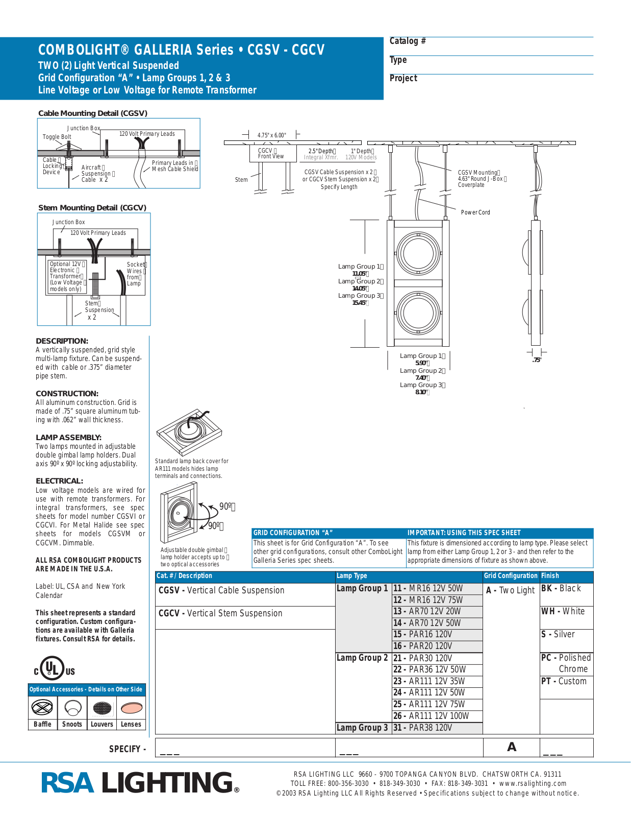 Cooper Lighting CGSV-CGCV User Manual