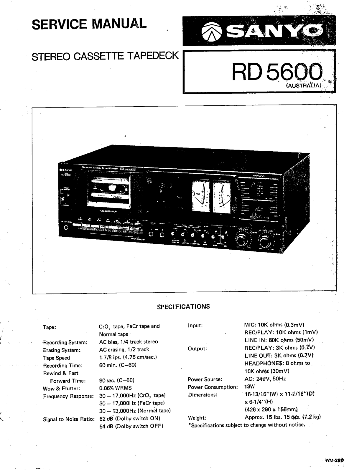 Sanyo RD-5600 Service manual