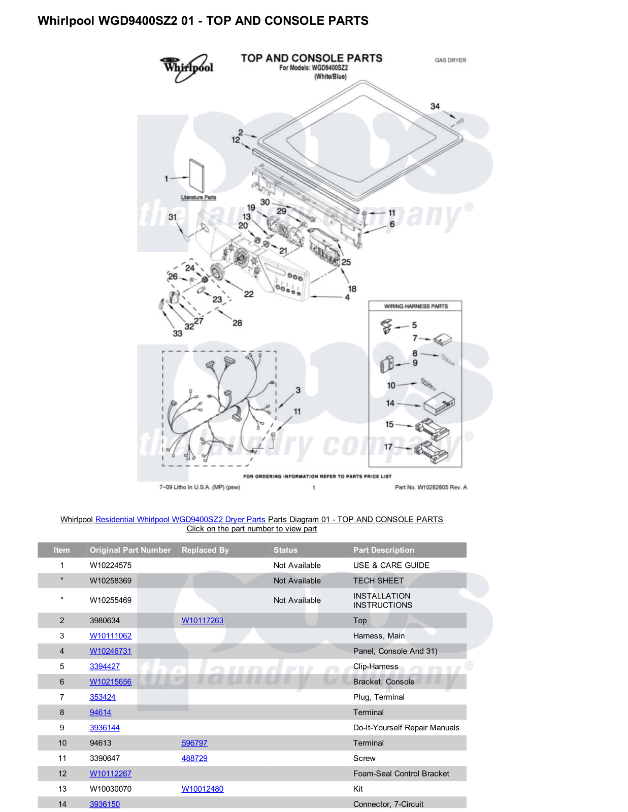 Whirlpool WGD9400SZ2 Parts Diagram