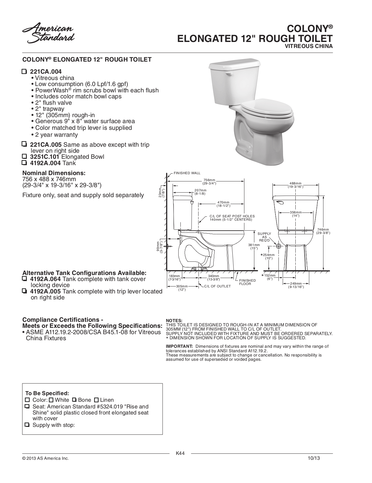 American Standard ASD9756 Specifications - ManualMachine.com