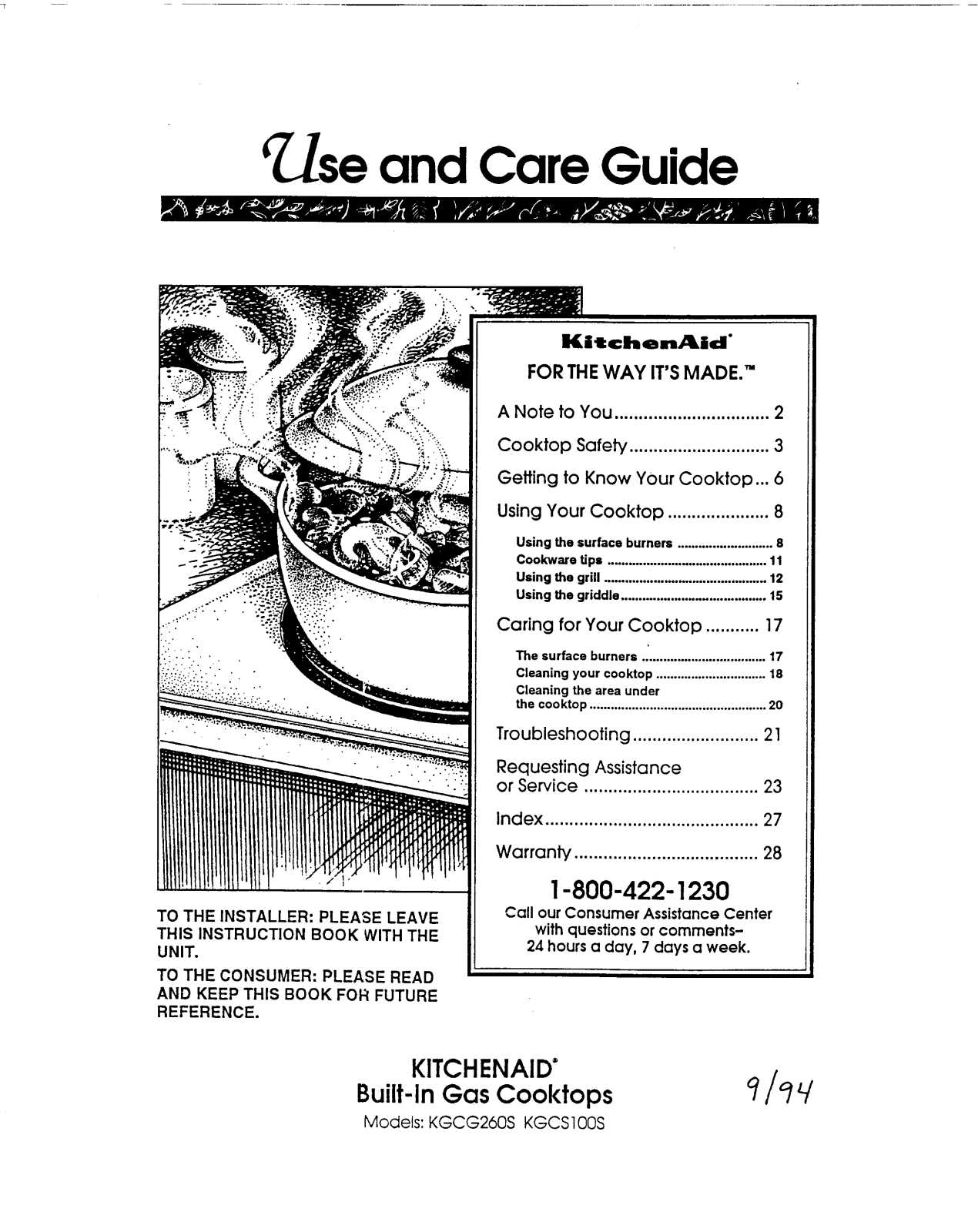 KitchenAid KGCS100S User Manual