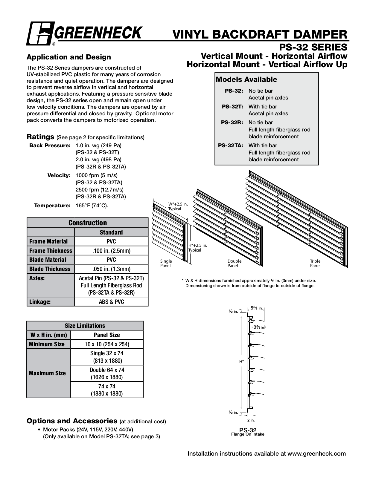 Greenheck PS-32 User Manual