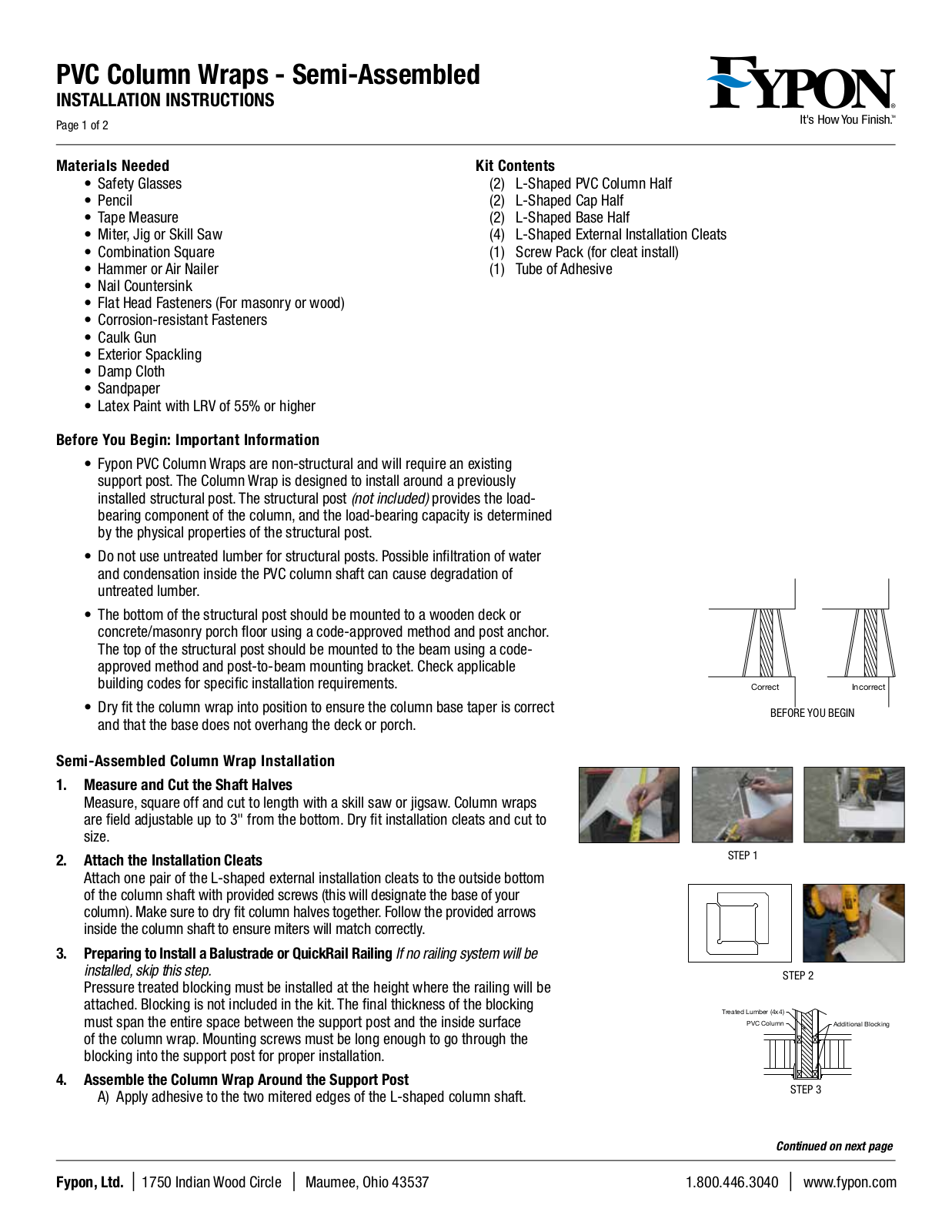 Fypon PVC Column Wraps User Manual