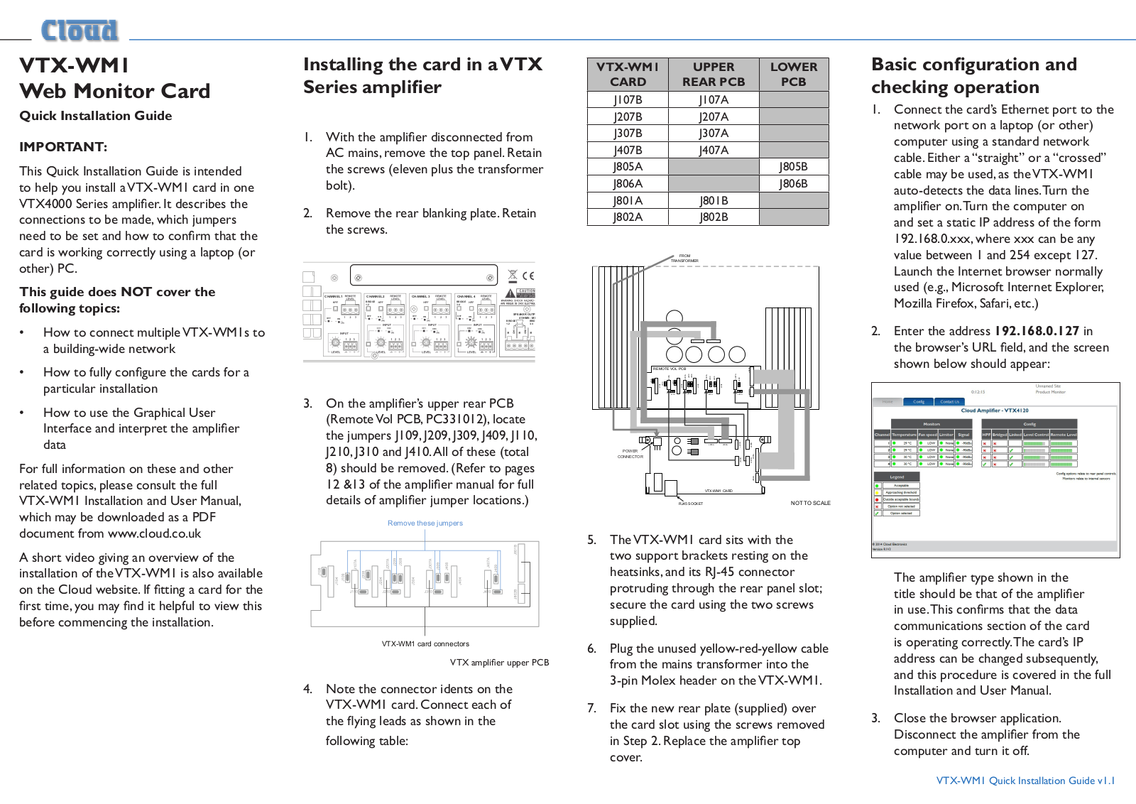 Cloud Electronics VTX-WM1 User Manual