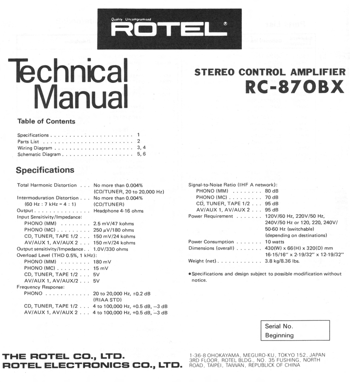 Rotel RC-870-BX Service manual