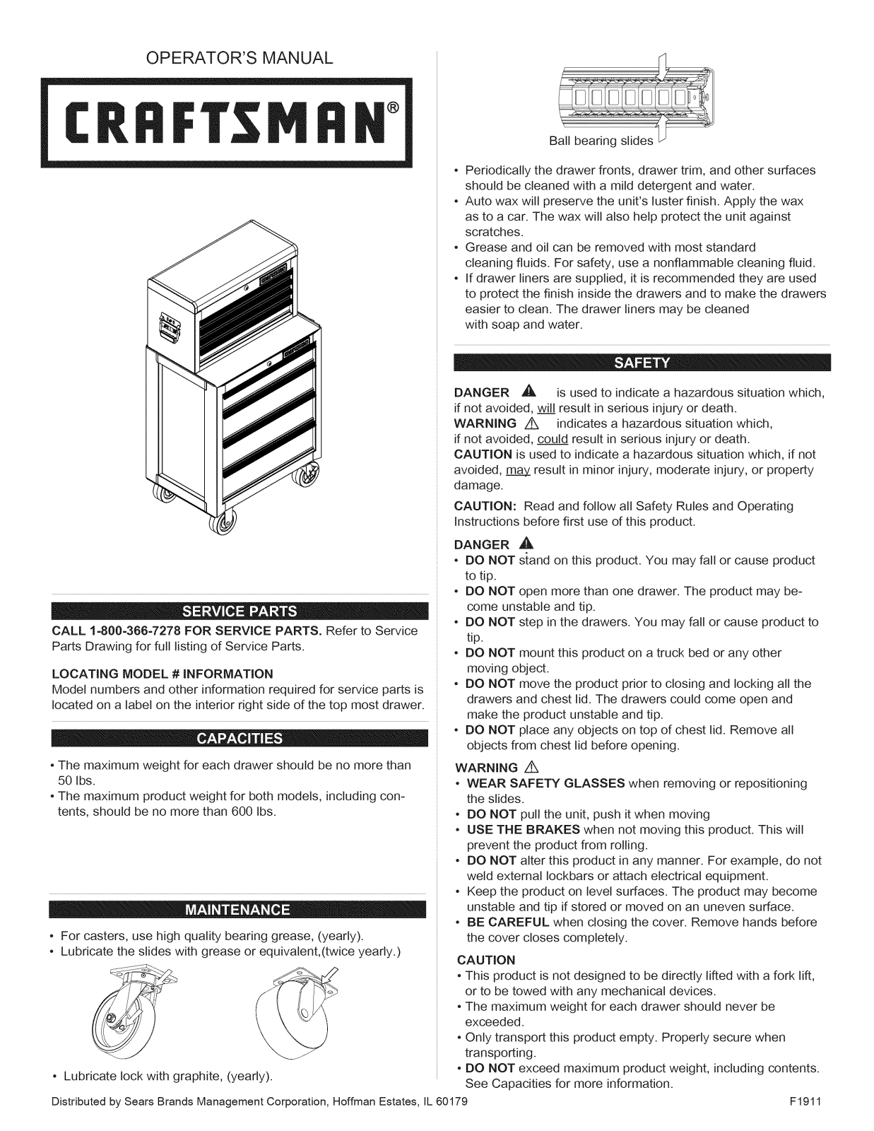 Craftsman 706366440, 706366450, 706367190, 706367200 Owner’s Manual