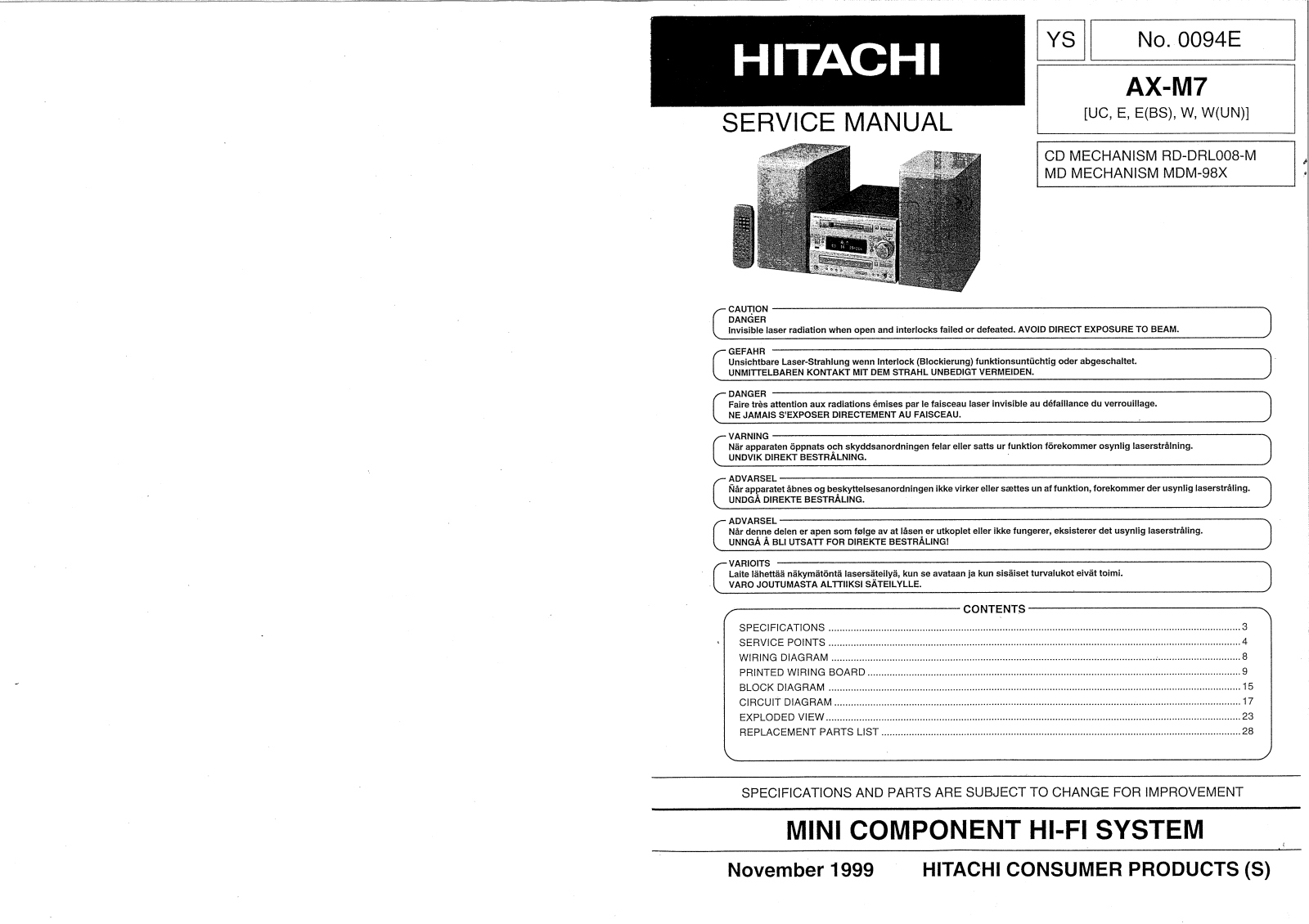 Hitachi AX-M7 Service Manual