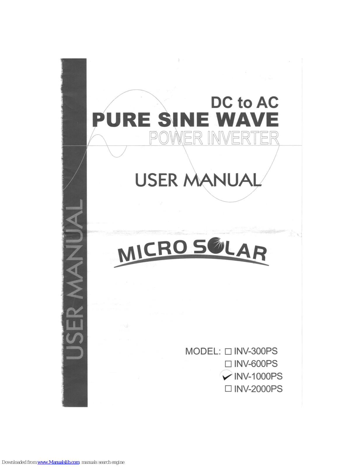 Micro Solar INV-1000PS, SL1 80 User Manual - ManualMachine.com