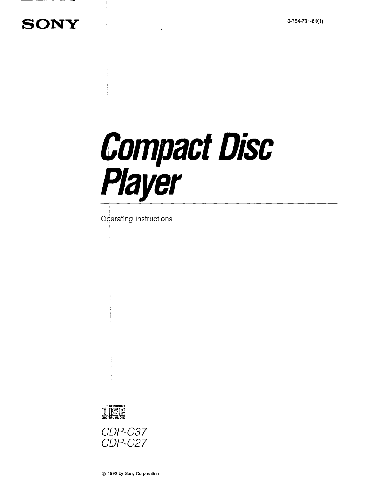 Sony CDP-C37 User Manual