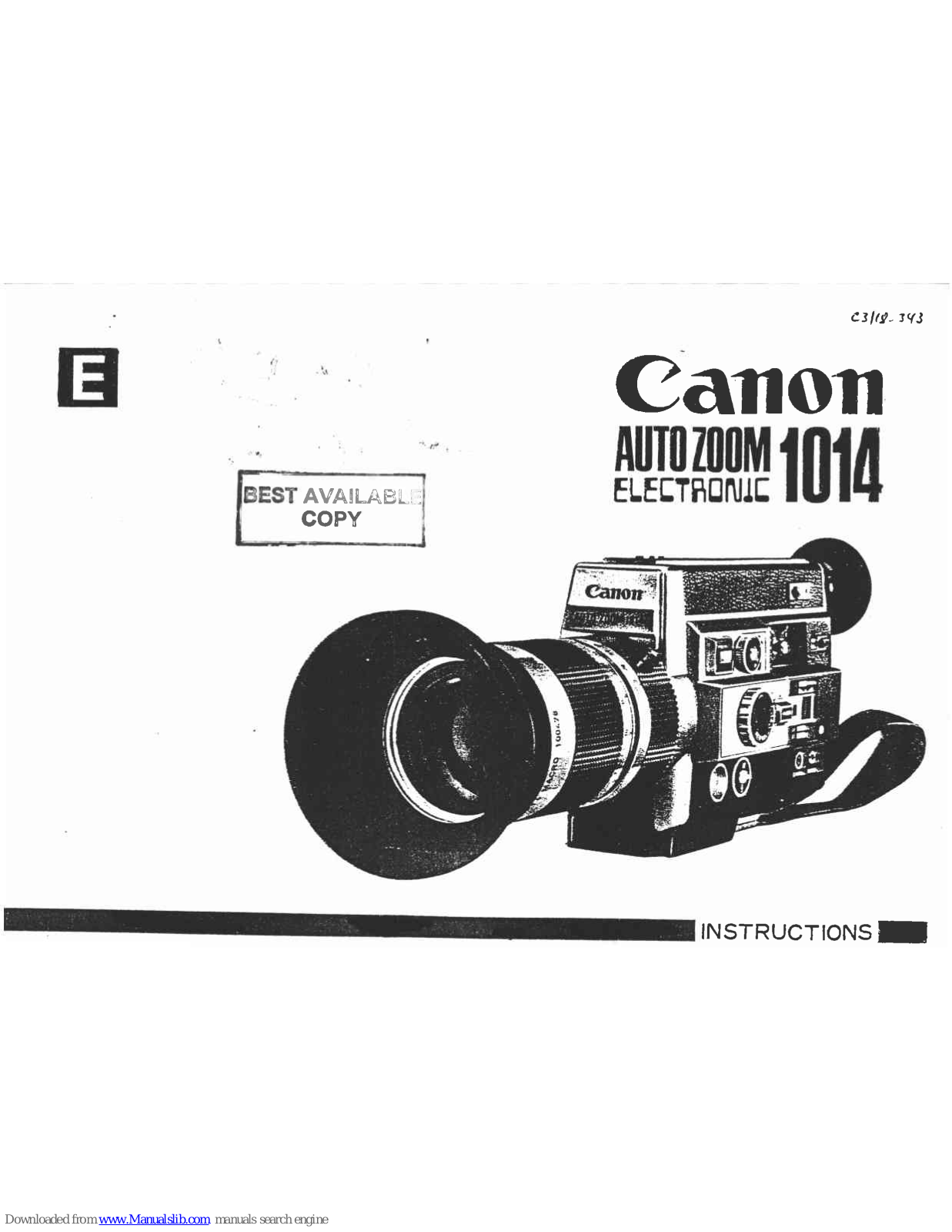 Canon Autozoom Electronic 1014 Instructions Manual