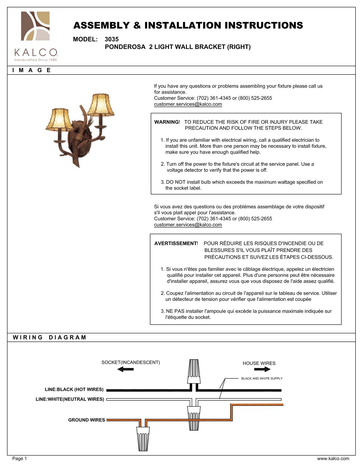 Kalco 3035PD8045 Assembly Guide