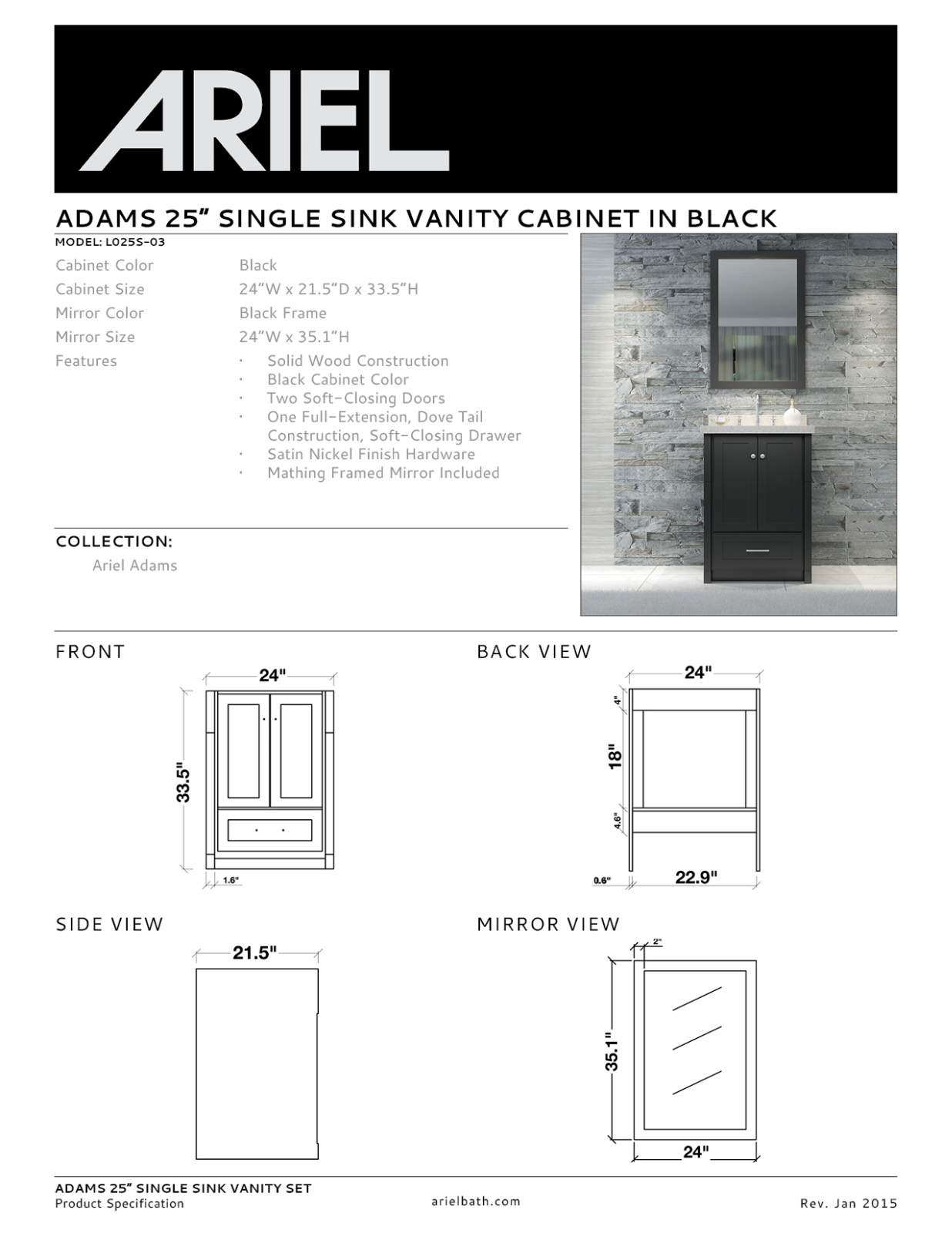 Ariel Bath ZZB1217 Specifications - ManualMachine.com