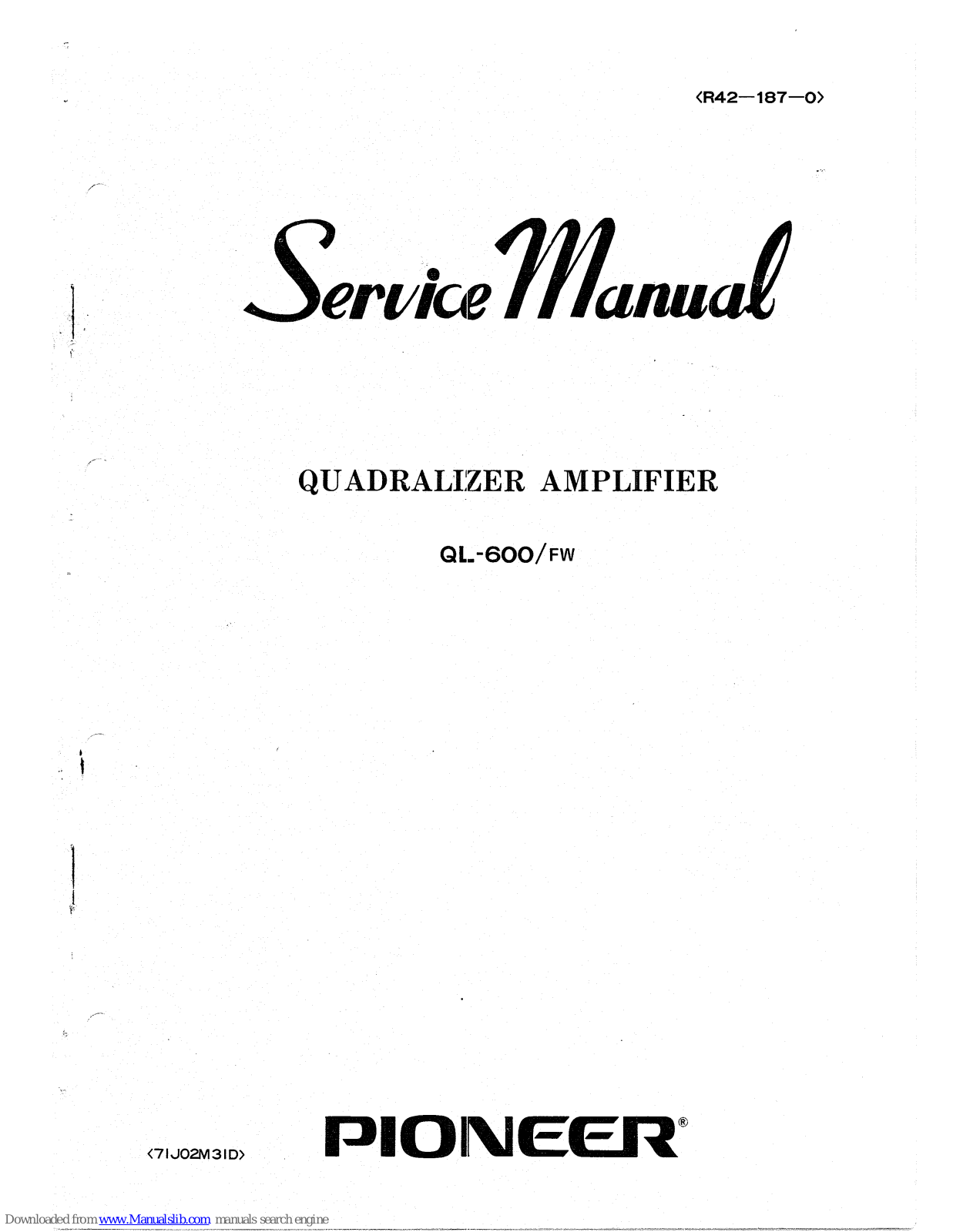 Pioneer QL-600/FW Service Manual