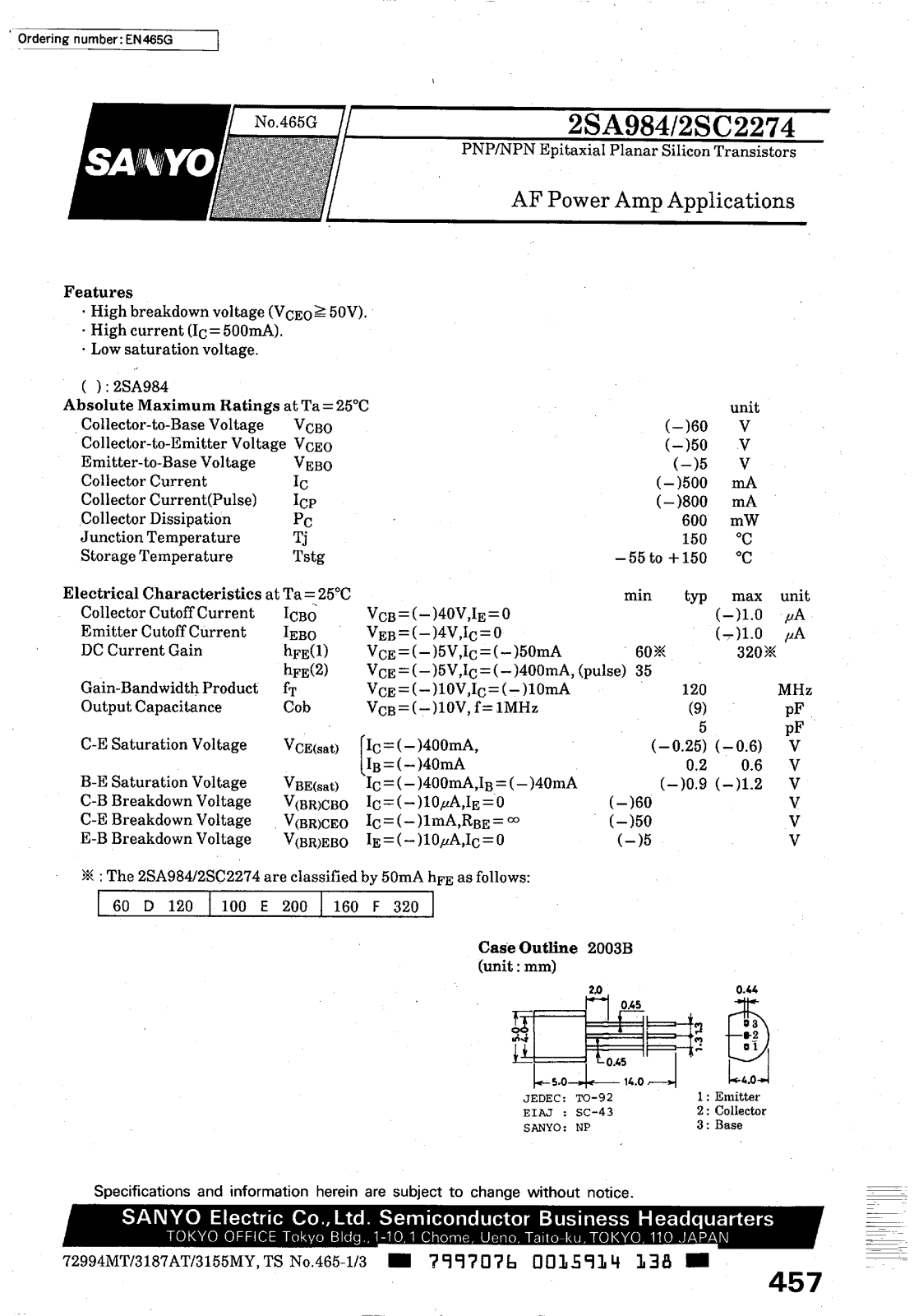Datasheet 2SC2274 Specification - ManualMachine.com